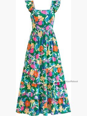 Ruffle Smocked Tiered A-Line Maxi Dress with Pockets